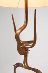 Lampada da terra surrealista in bronzo degli anni '70 di Victor Roman