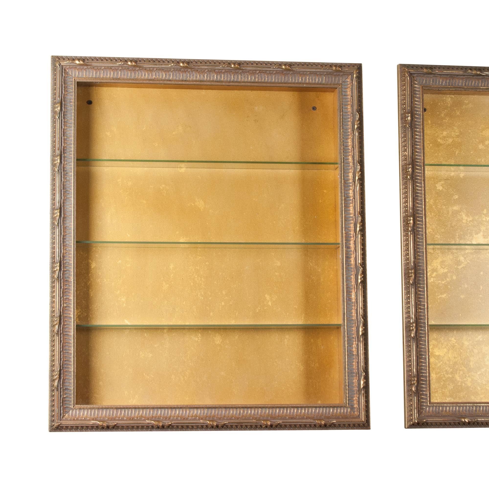 American Wall-Mounted Giltwood Vitrines, Pair