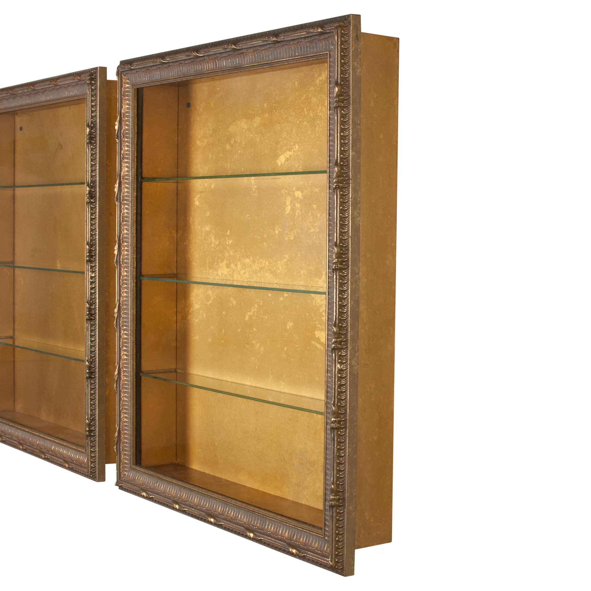 Wall-Mounted Giltwood Vitrines, Pair In Excellent Condition In Brooklyn, NY