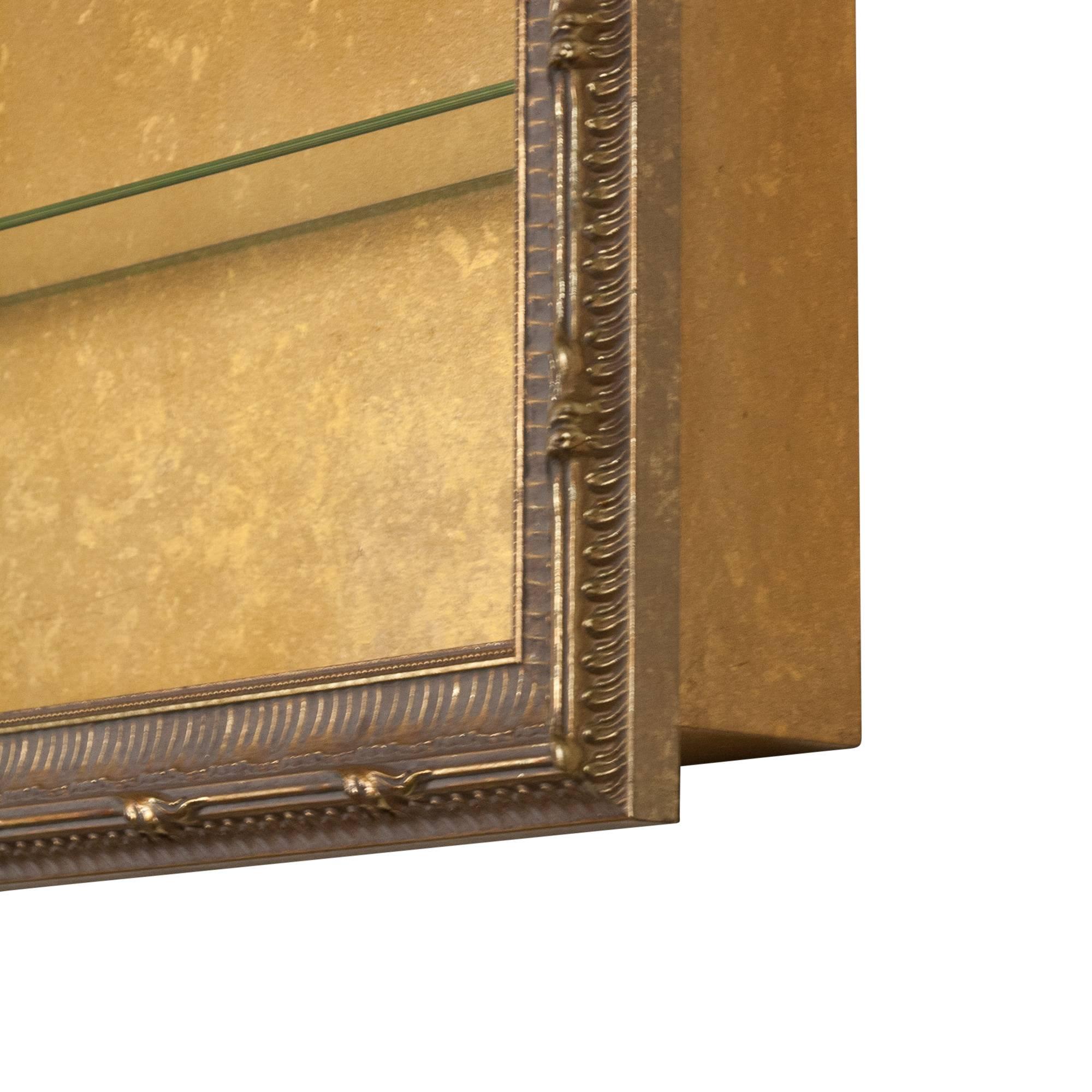 Glass Wall-Mounted Giltwood Vitrines, Pair