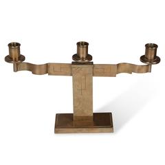 Polished Bronze Three-Arm Candelabra, German, 1930s