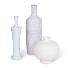 Set of Three White/Off-White Continental Ceramic Vases