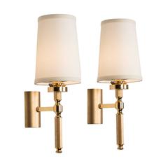Pair of Single Arm Brass Post Wall Sconces, French, 1960s 3