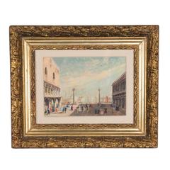 Oil on Canvas, Venetian Canal Scene, Italian, 1800s Attributed to Giacomo Guardi 10