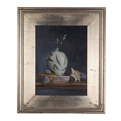 Oil on Board, White Pot with Lake Stones by Julie Baker Albright 12