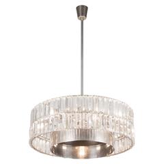 Faceted Crystal Double Row Chandelier, Austrian, 1960s 9