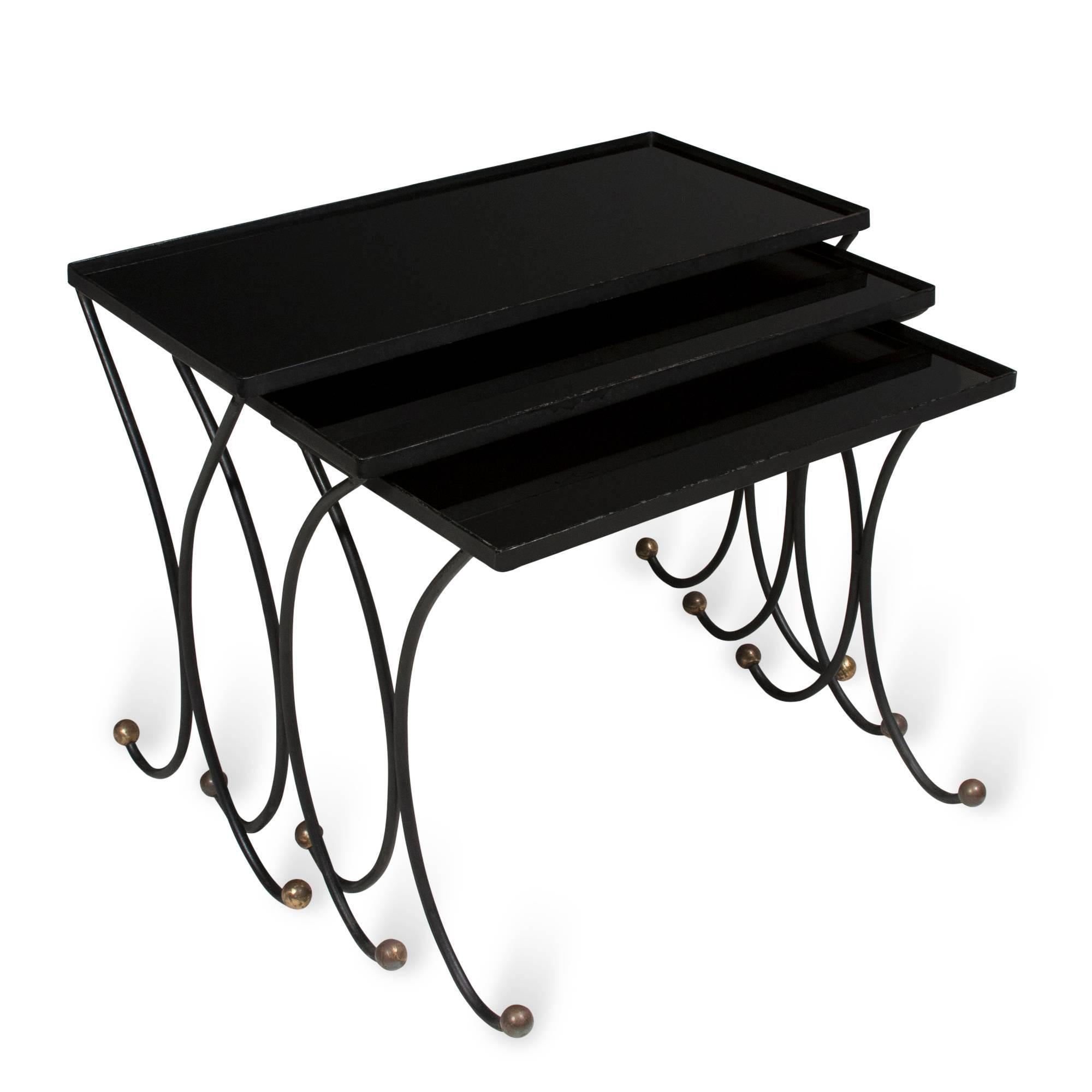 French Jean Royère Style Nesting Tables For Sale