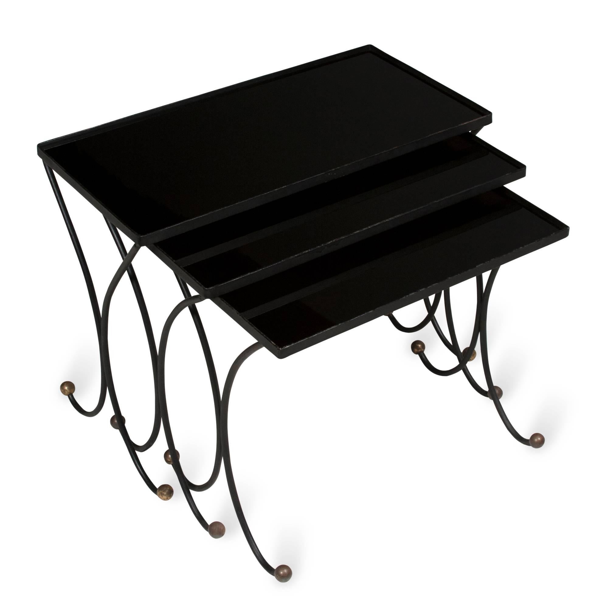 Jean Royère Style Nesting Tables In Excellent Condition For Sale In Brooklyn, NY