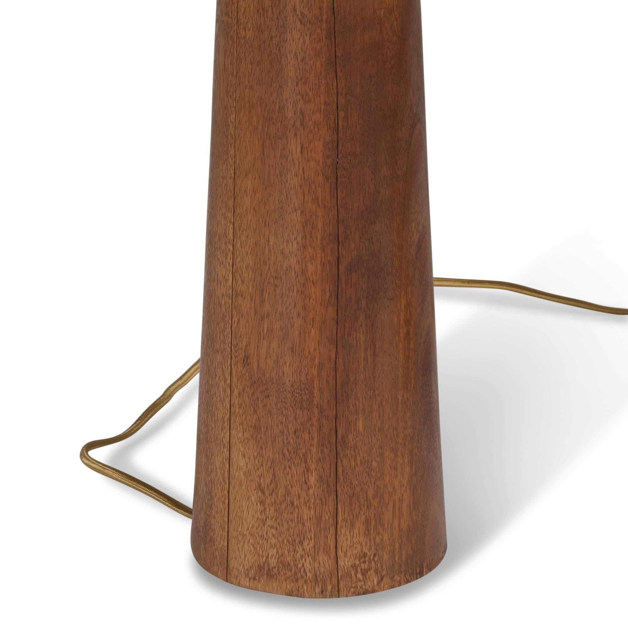 Mid-20th Century Pair of Turned Solid Mahogany Table Lamps, Danish, 1950s For Sale
