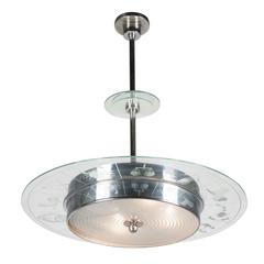 Zodiac Glass and Nickel Chandelier, Scandinavian, 1950s 10