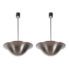 Pair of Nickeled Dome Chandeliers, French, 1940s 9