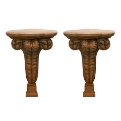 Pair of Plaster Console Tables by Maison Jansen, French, 1940s 1