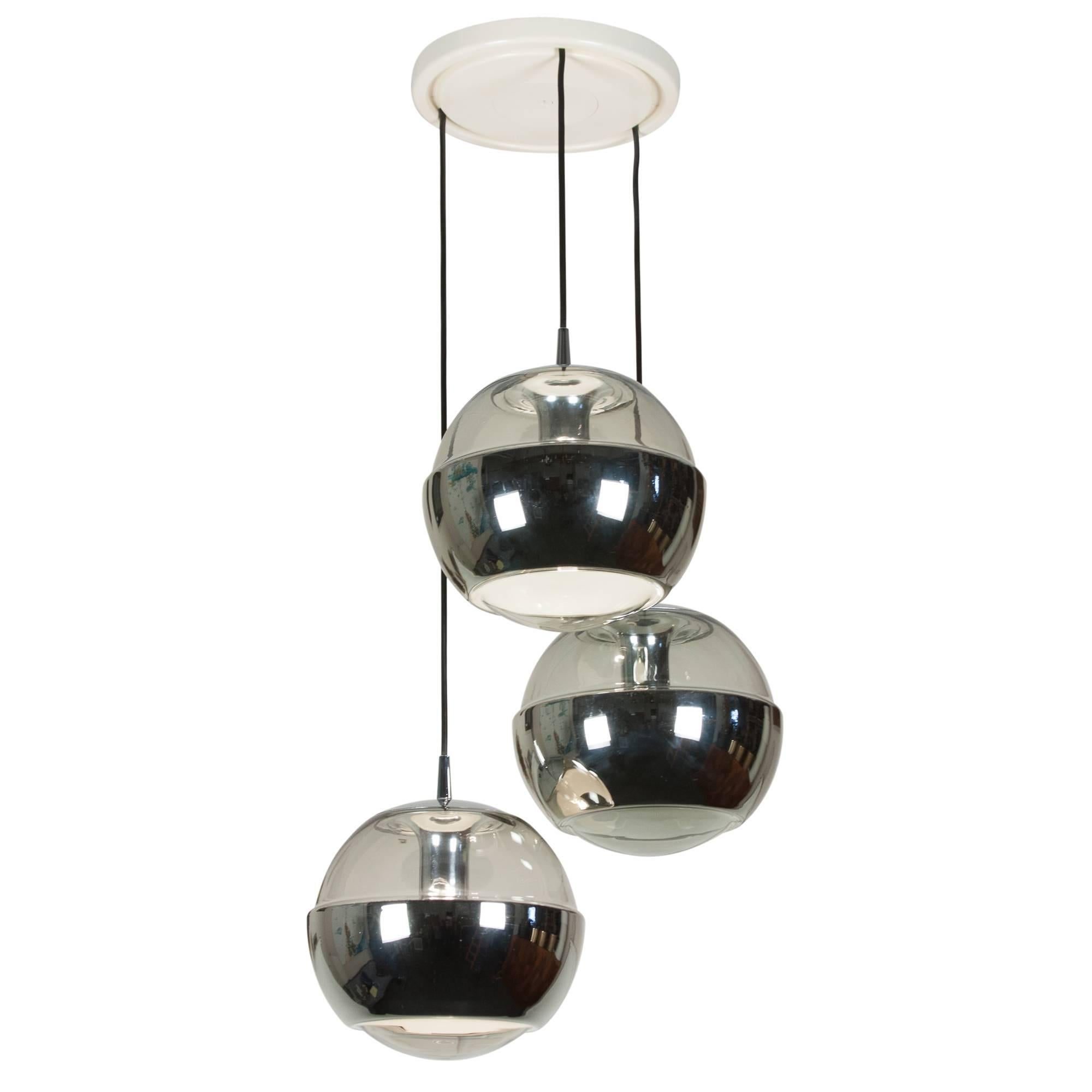 Triple Sphere Hanging Light by Peill and Putzler, German, 1960s For Sale