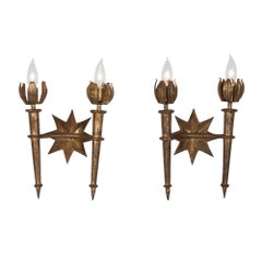 Pair of Poillerat Style Wall Sconces, French, 1940s 5