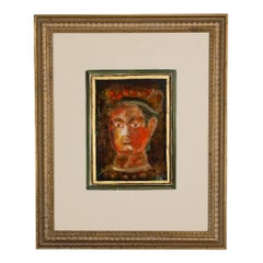 Oil, Metallic and Gold Paint on Paper, Portrait by Corneliu Petrescu 11