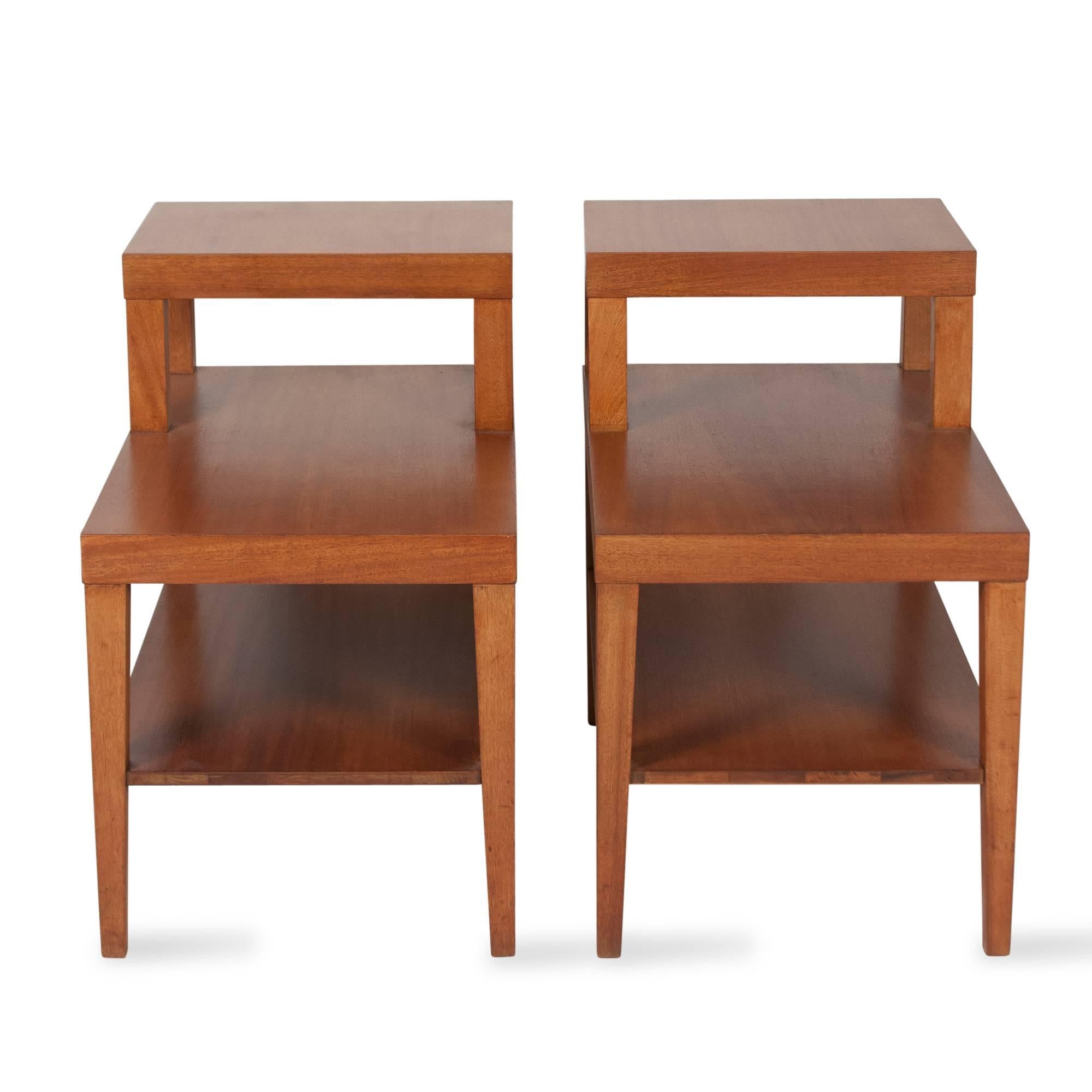 Pair of Walnut Tiered End Tables, American, 1960s 2