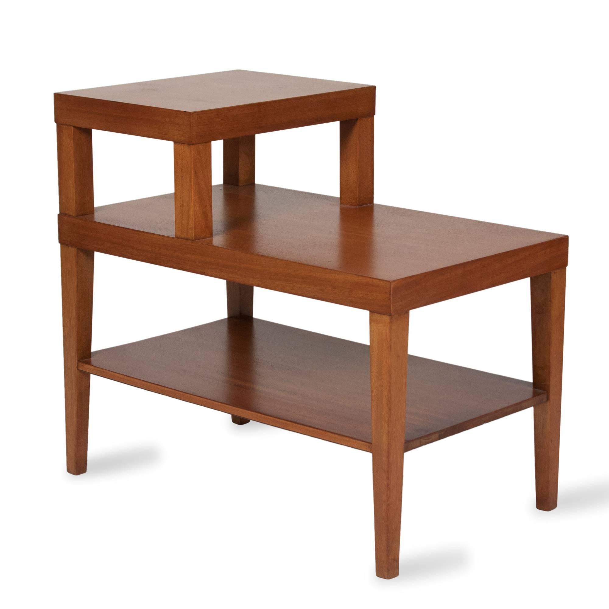 Mid-20th Century Pair of Walnut Tiered End Tables, American, 1960s