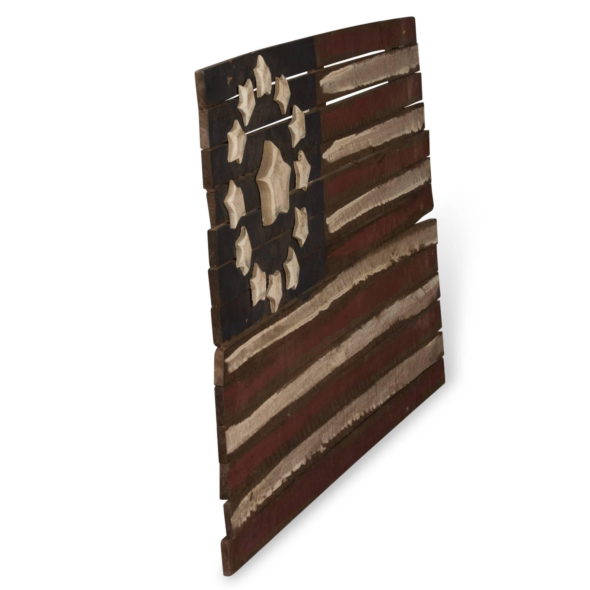 Wood Folk Art American Flag For Sale