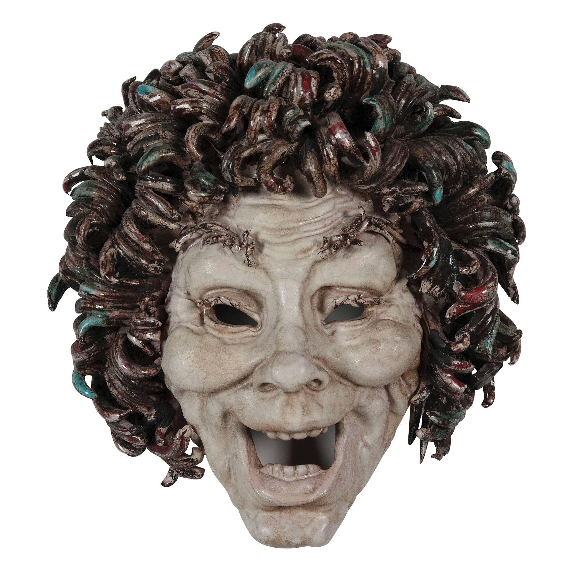 Expressive Ceramic Mask by Eugenio Pattarino For Sale