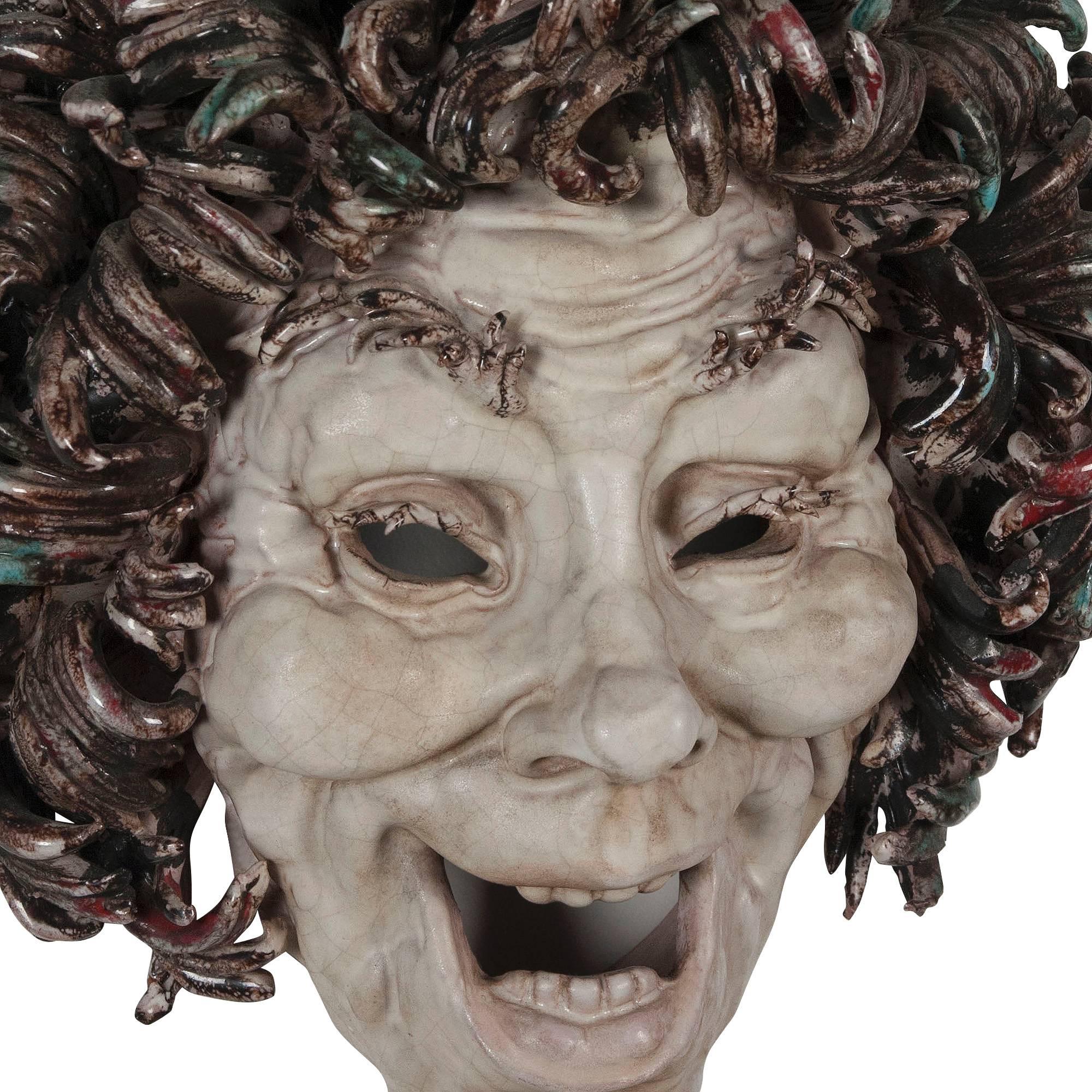 Expressive Ceramic Mask by Eugenio Pattarino In Excellent Condition For Sale In Brooklyn, NY