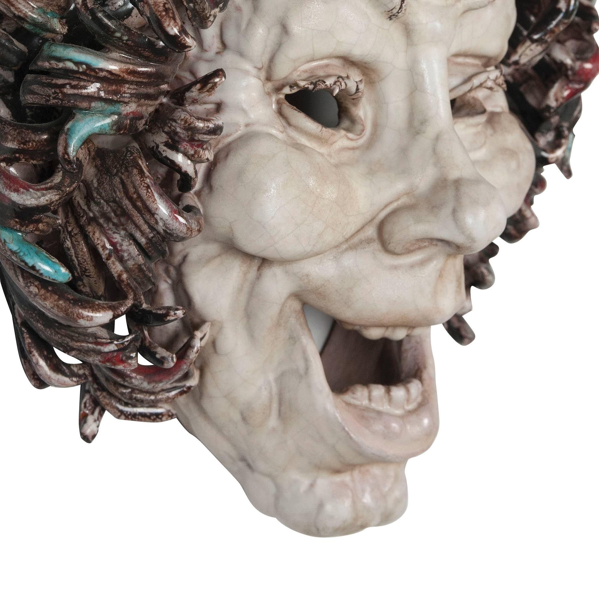 Art Deco Expressive Ceramic Mask by Eugenio Pattarino For Sale