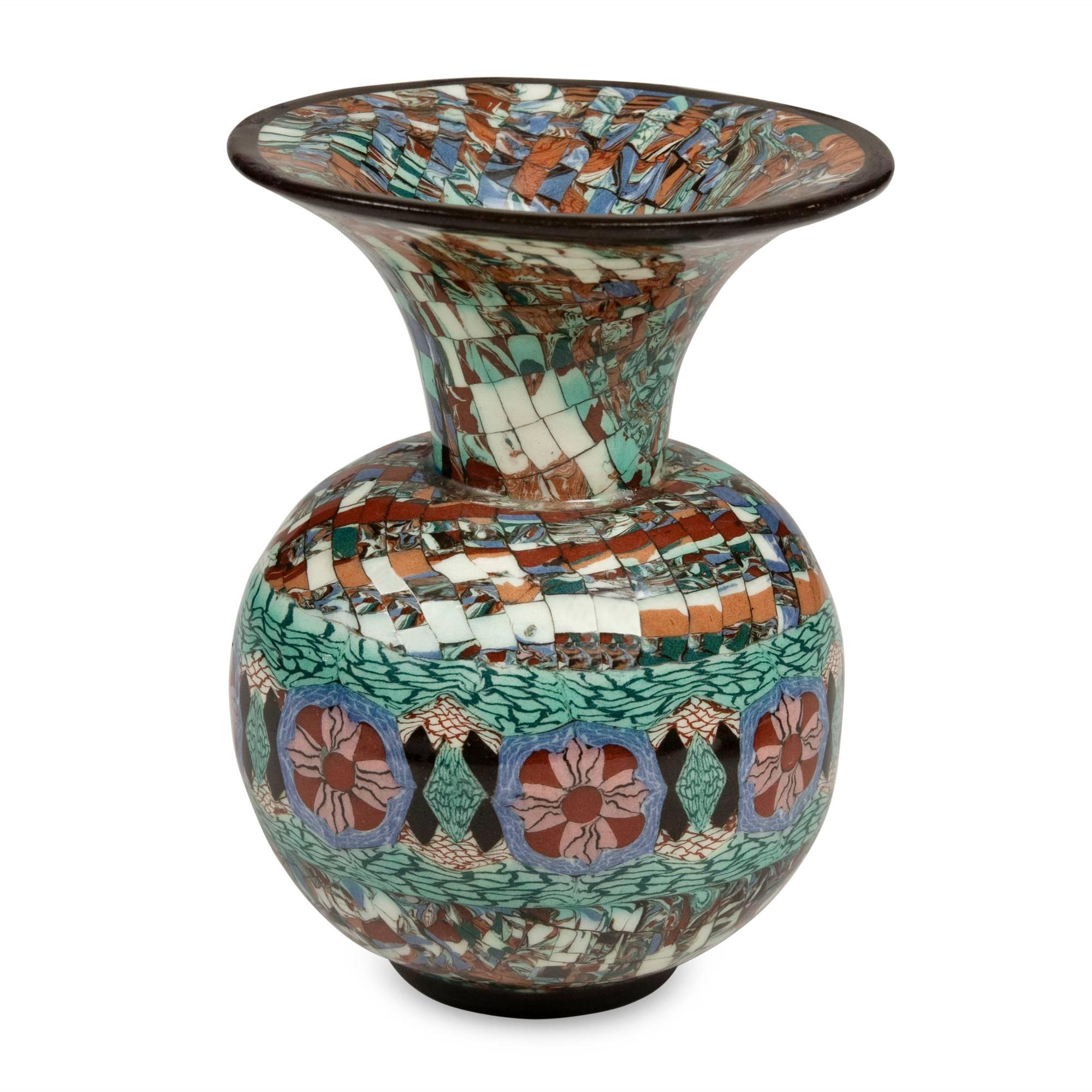 Late 20th Century Two Mosaic Vases by Gerbino For Sale