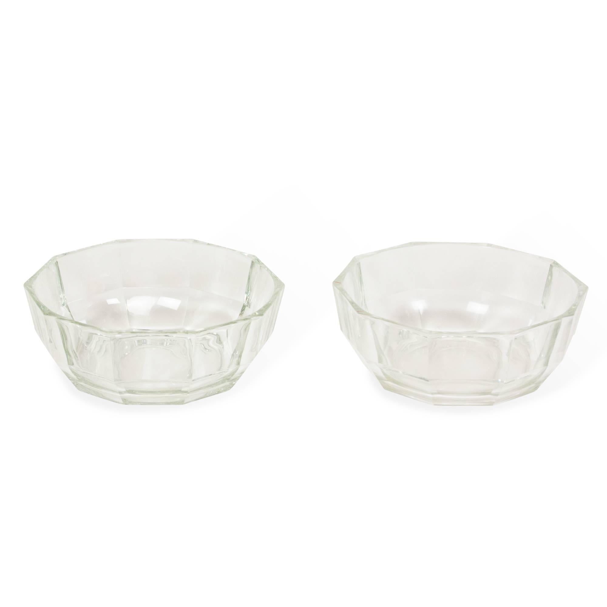 Pair of Crystal Decagonal Bowls, Italian In Good Condition In Brooklyn, NY