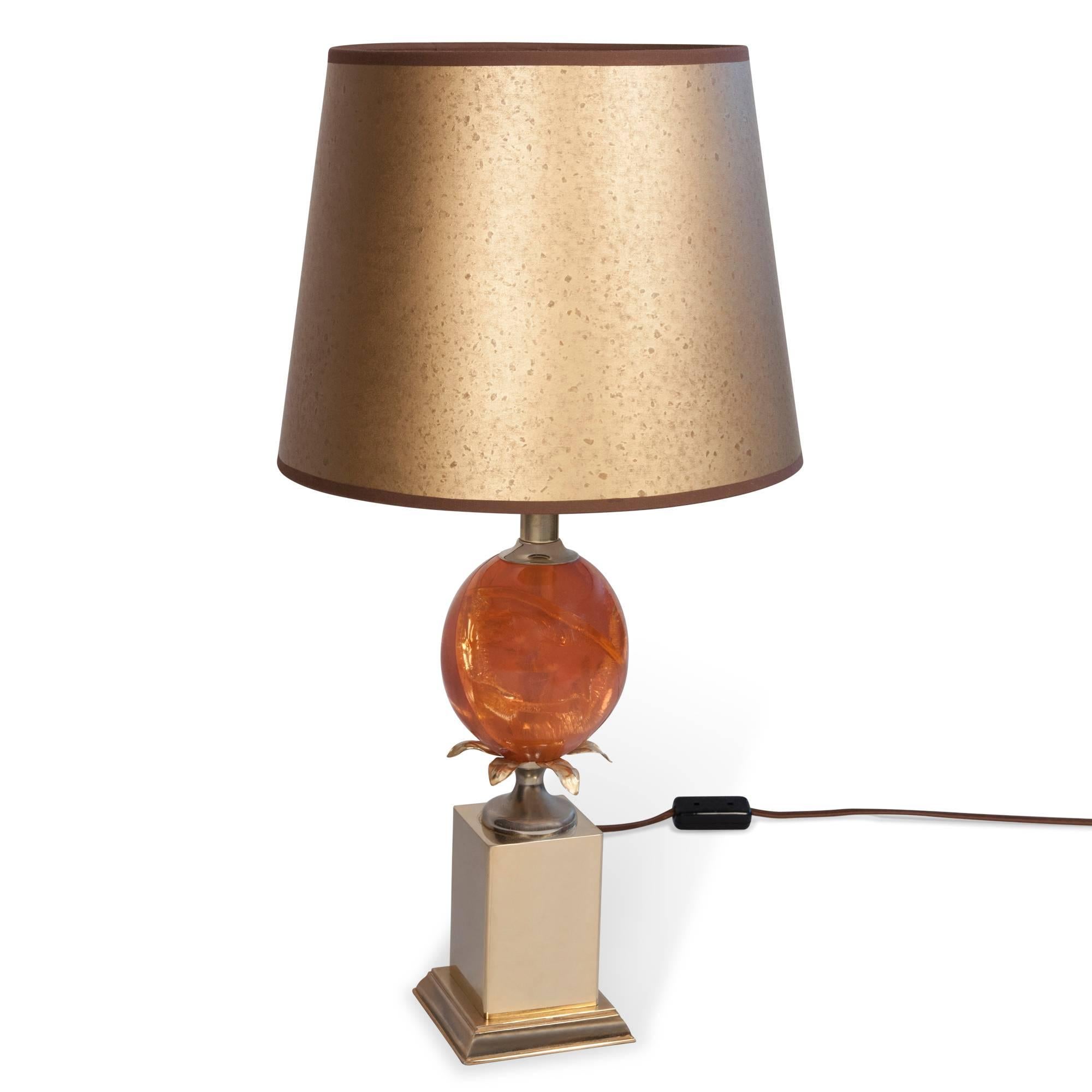 Fractured Resin Table Lamp, French, 1970s In Excellent Condition For Sale In Brooklyn, NY