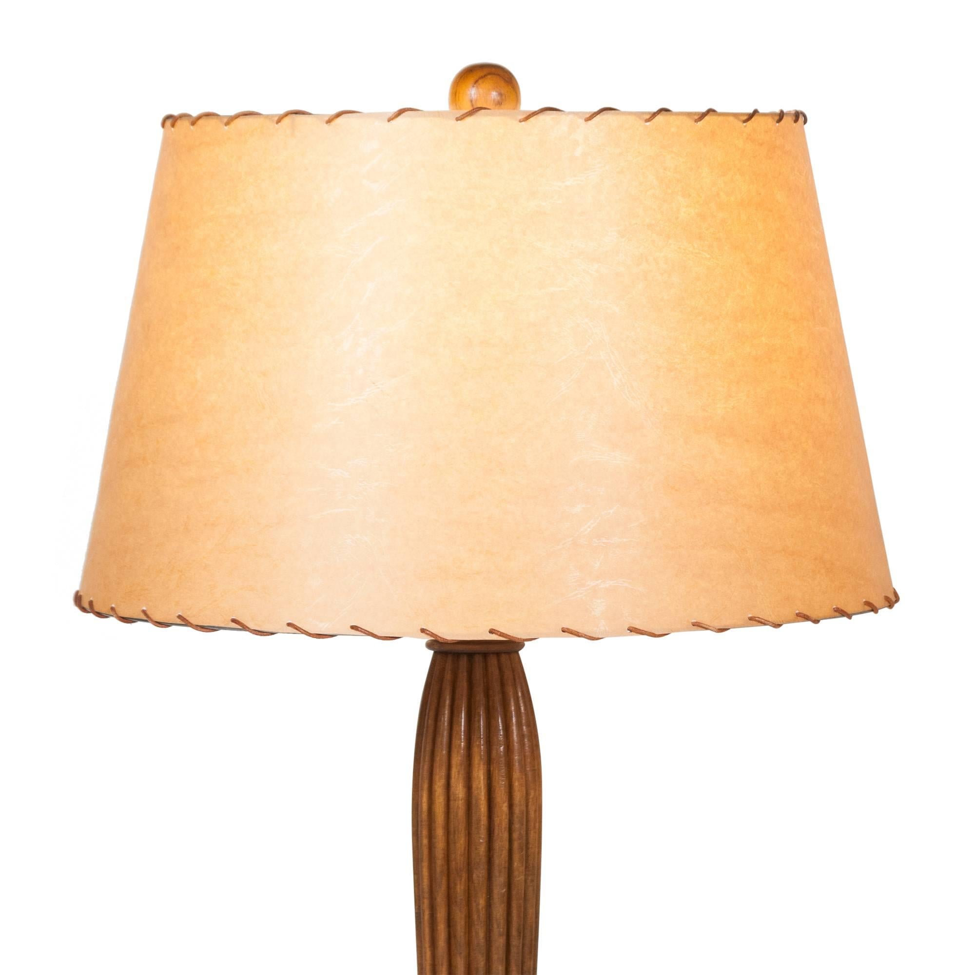 Pair of Italian Fluted Column Fruitwood Table Lamps For Sale 3