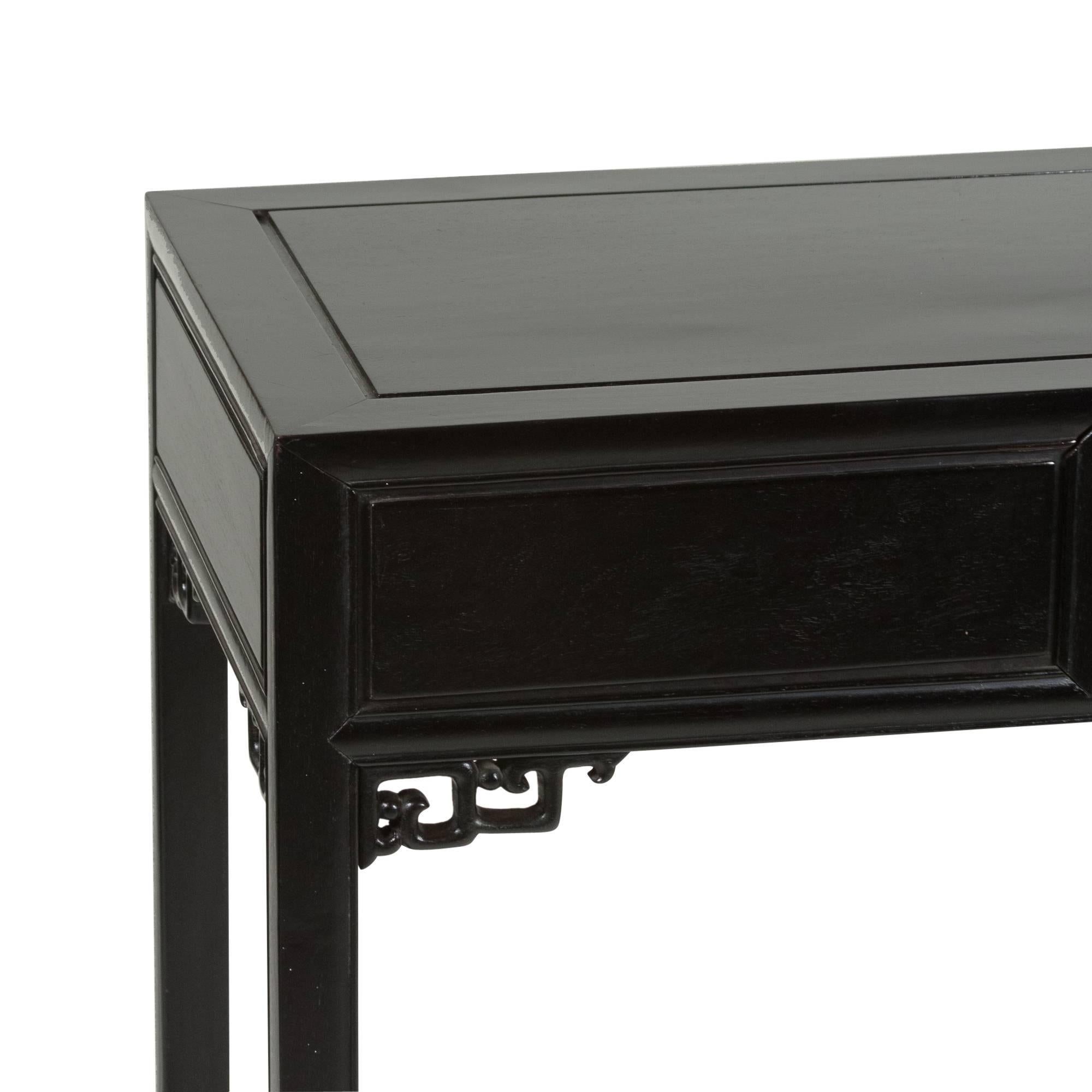 Black Lacquered Chinese Fretwork Desk, 1960s 3