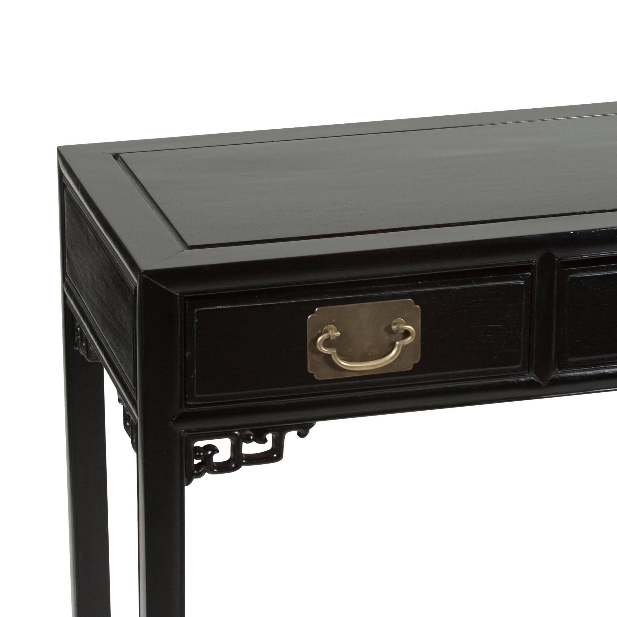 Black Lacquered Chinese Fretwork Desk, 1960s 2