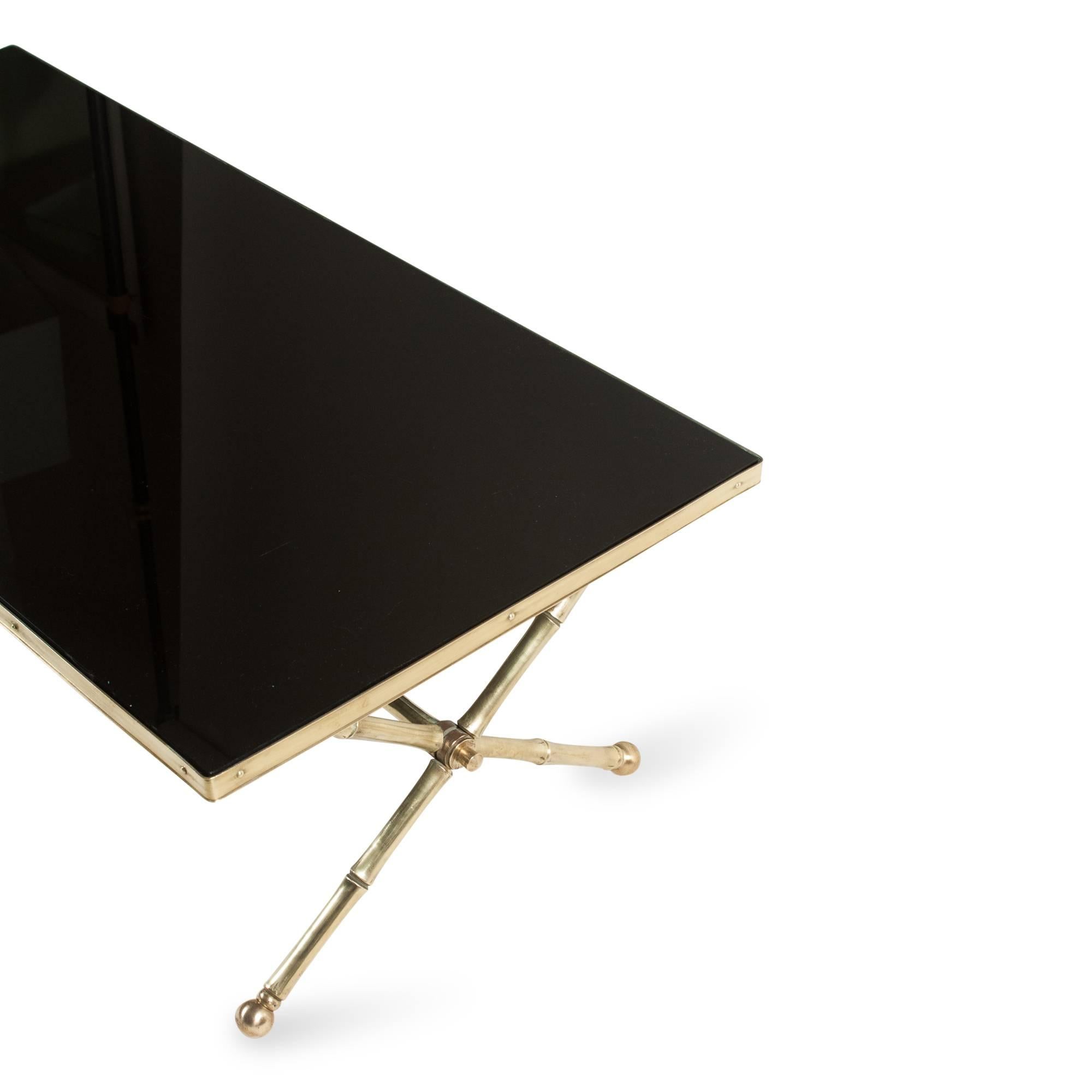 Mid-20th Century Baguès Black Glass Coffee Table For Sale