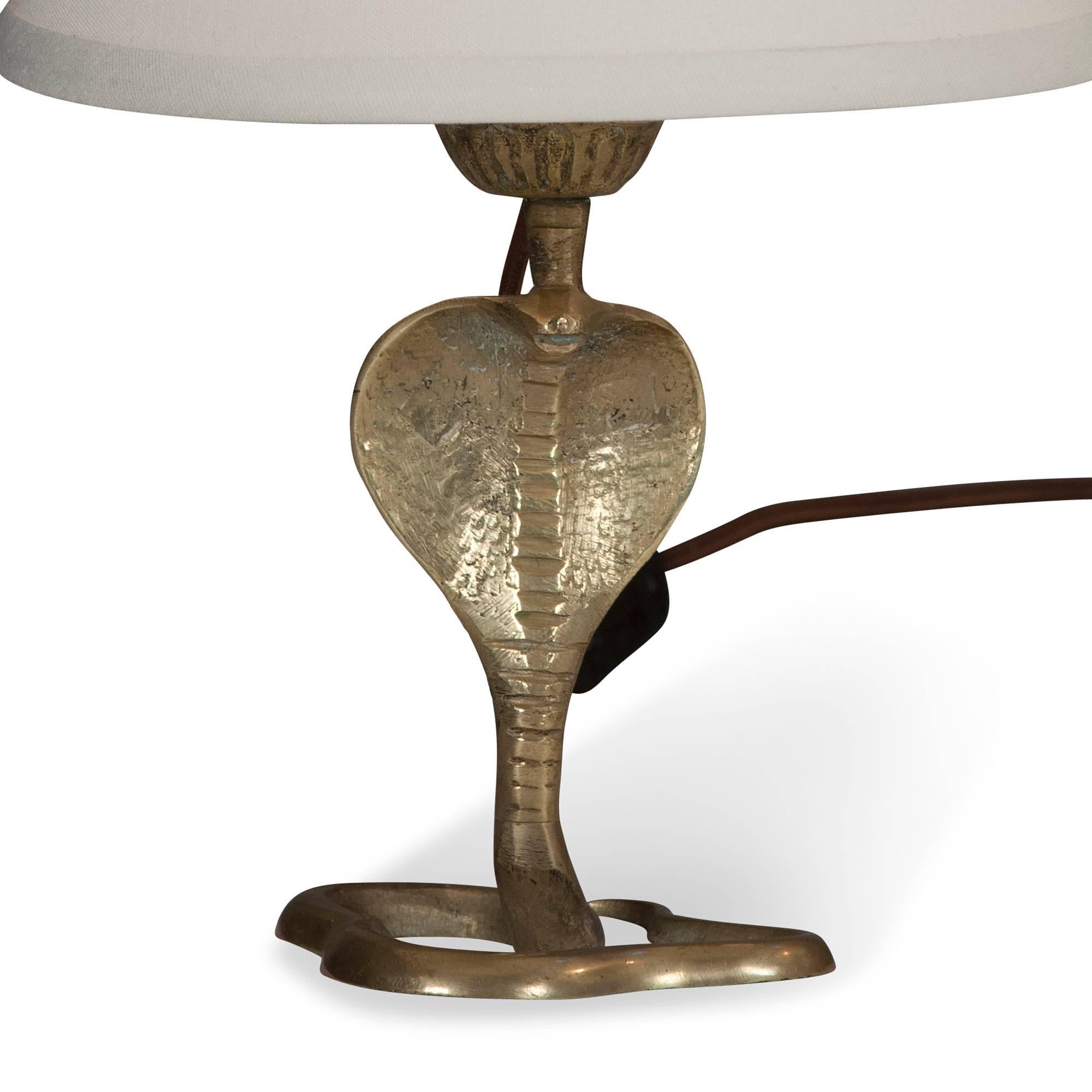 Mid-20th Century Pair of Bronze Cobra Lamps, French, 1930s For Sale