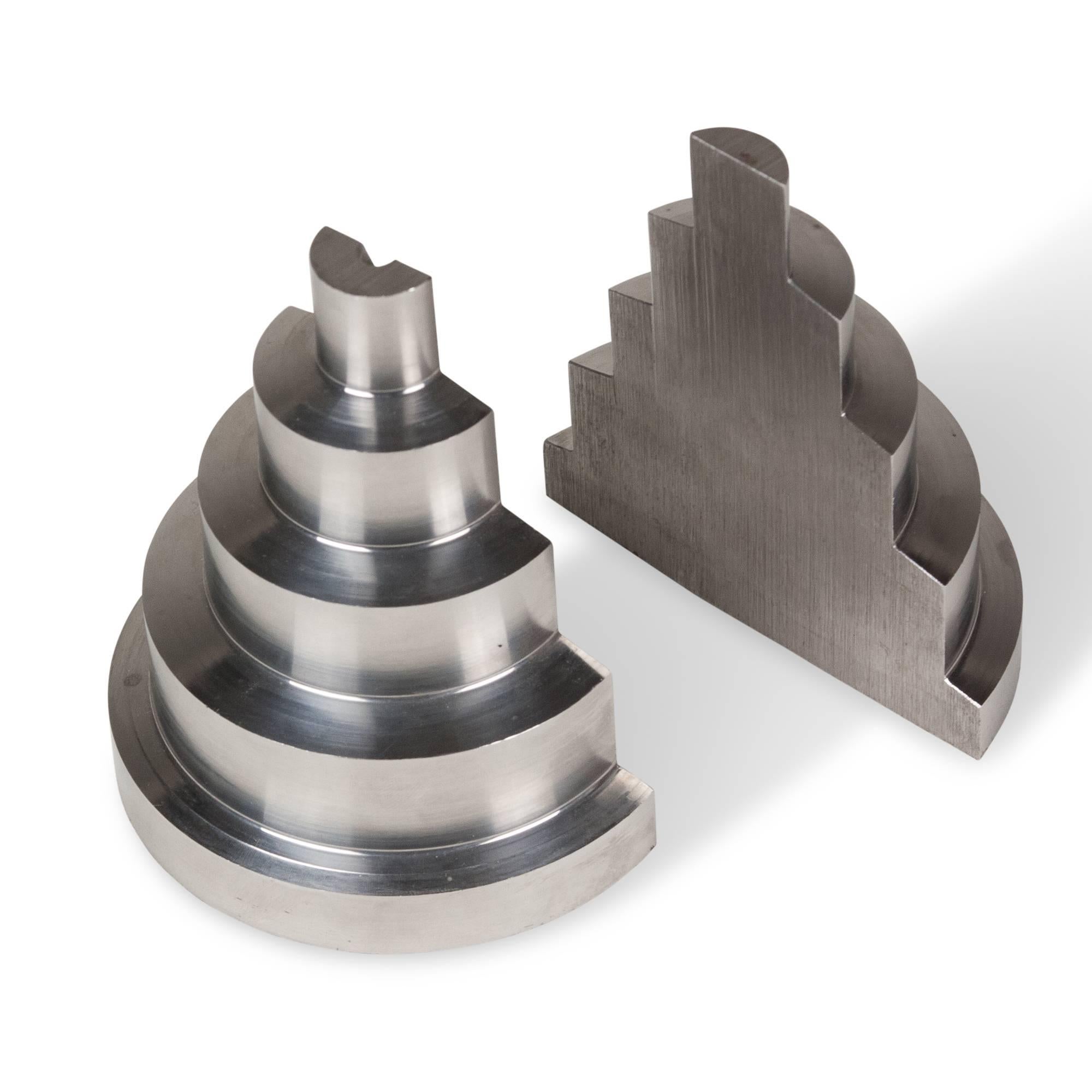 American Solid Machined Steel Stepped Bookends, Pair