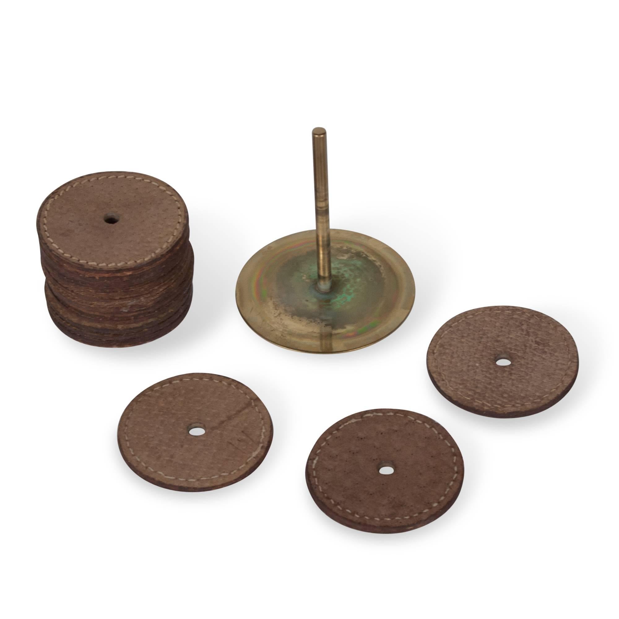 Stackable Leather Coaster Set by Carl Auböck In Good Condition In Brooklyn, NY