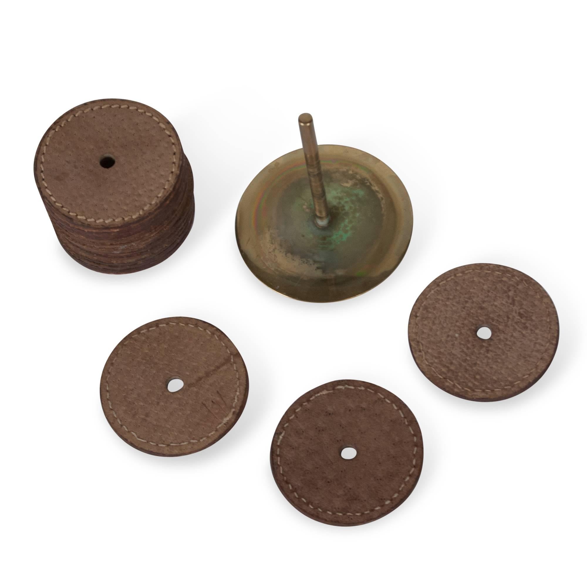 Austrian Stackable Leather Coaster Set by Carl Auböck