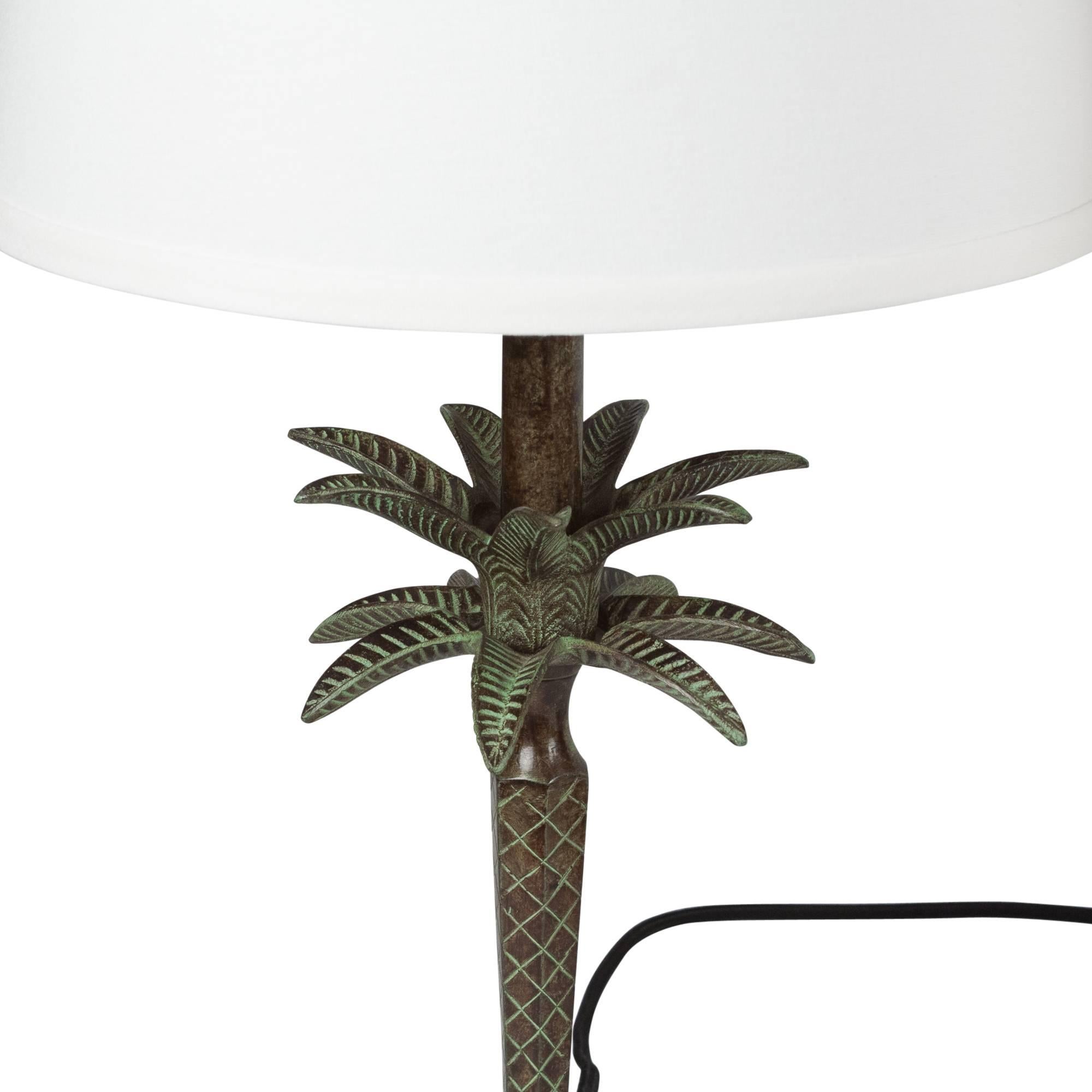 Modern Pair of Bronze Palm Table Lamps, French, 1990s