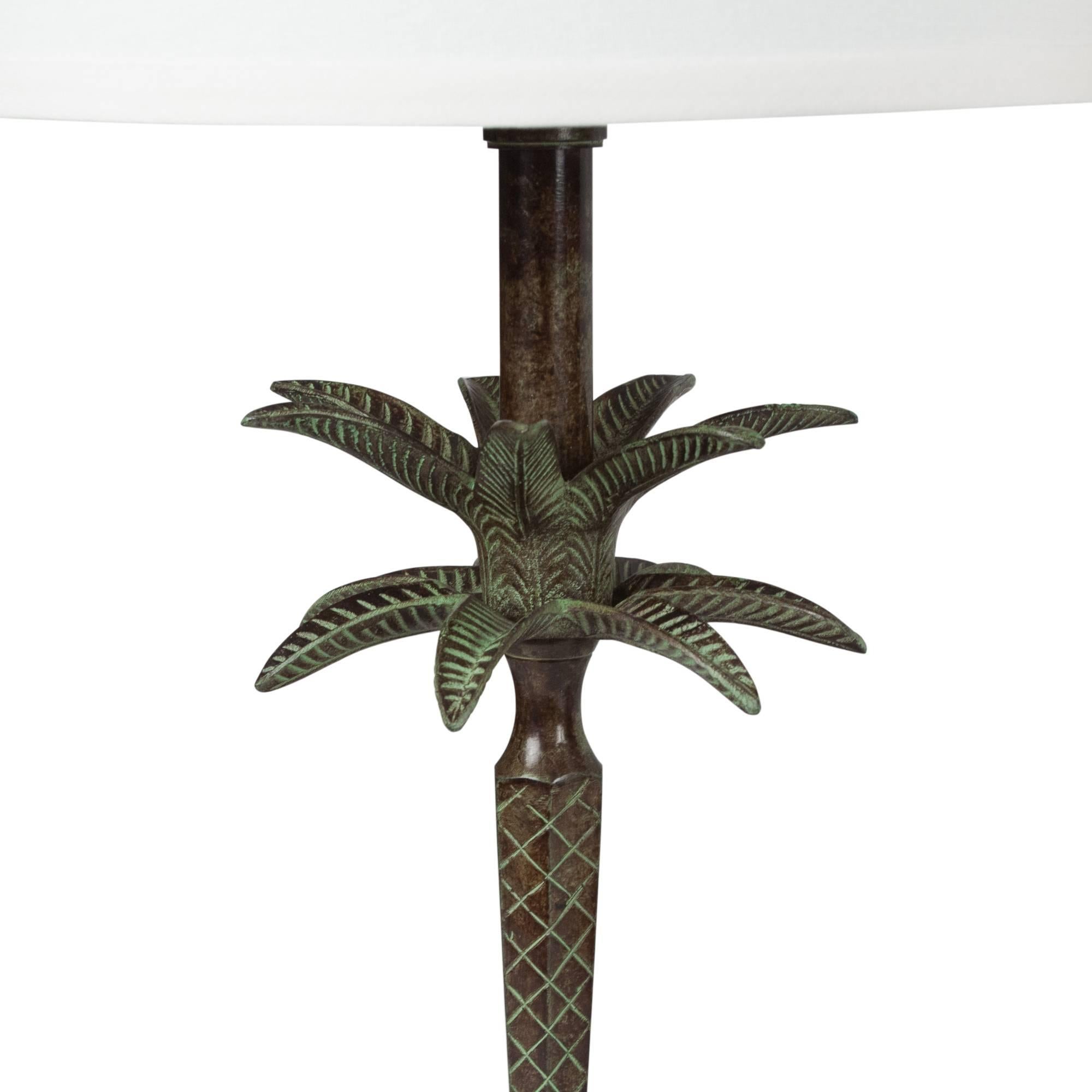 Late 20th Century Pair of Bronze Palm Table Lamps, French, 1990s