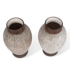 Two Speckled and Textured Ceramic Vases by Louis Dage
