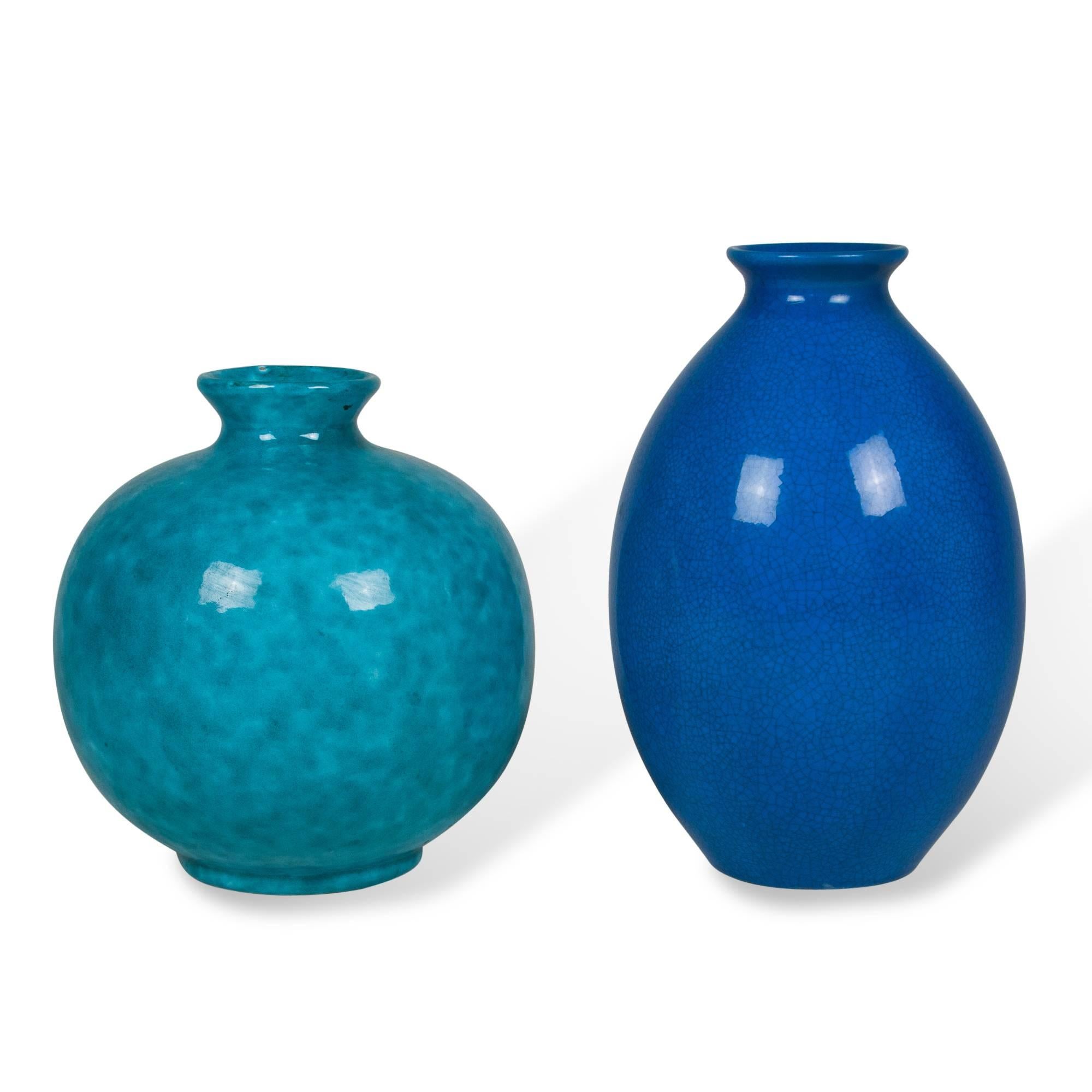 French Two Continental Ceramic Vases, 1930s For Sale