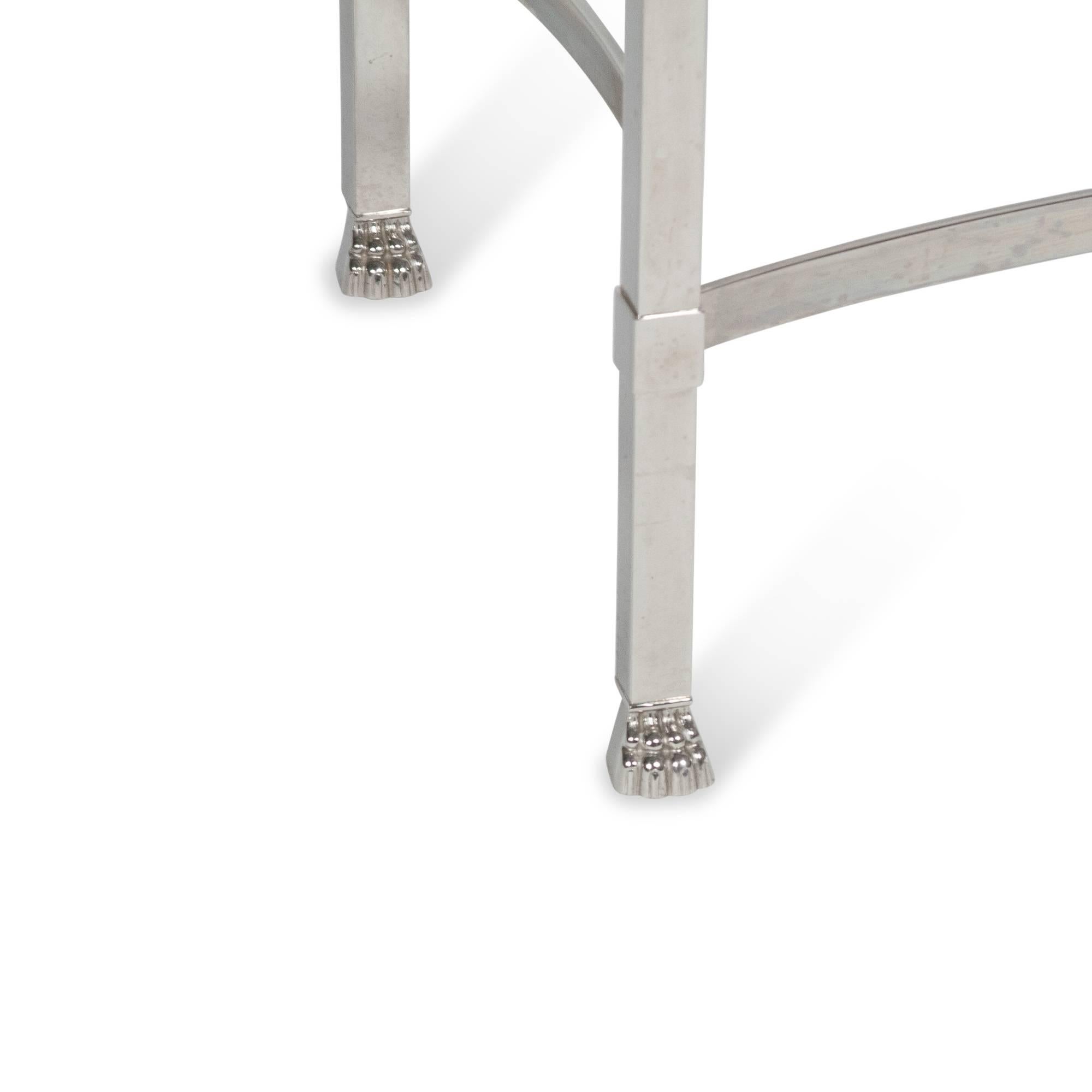 French Stainless Side Table with Paw Feet by Philippe Starck For Sale