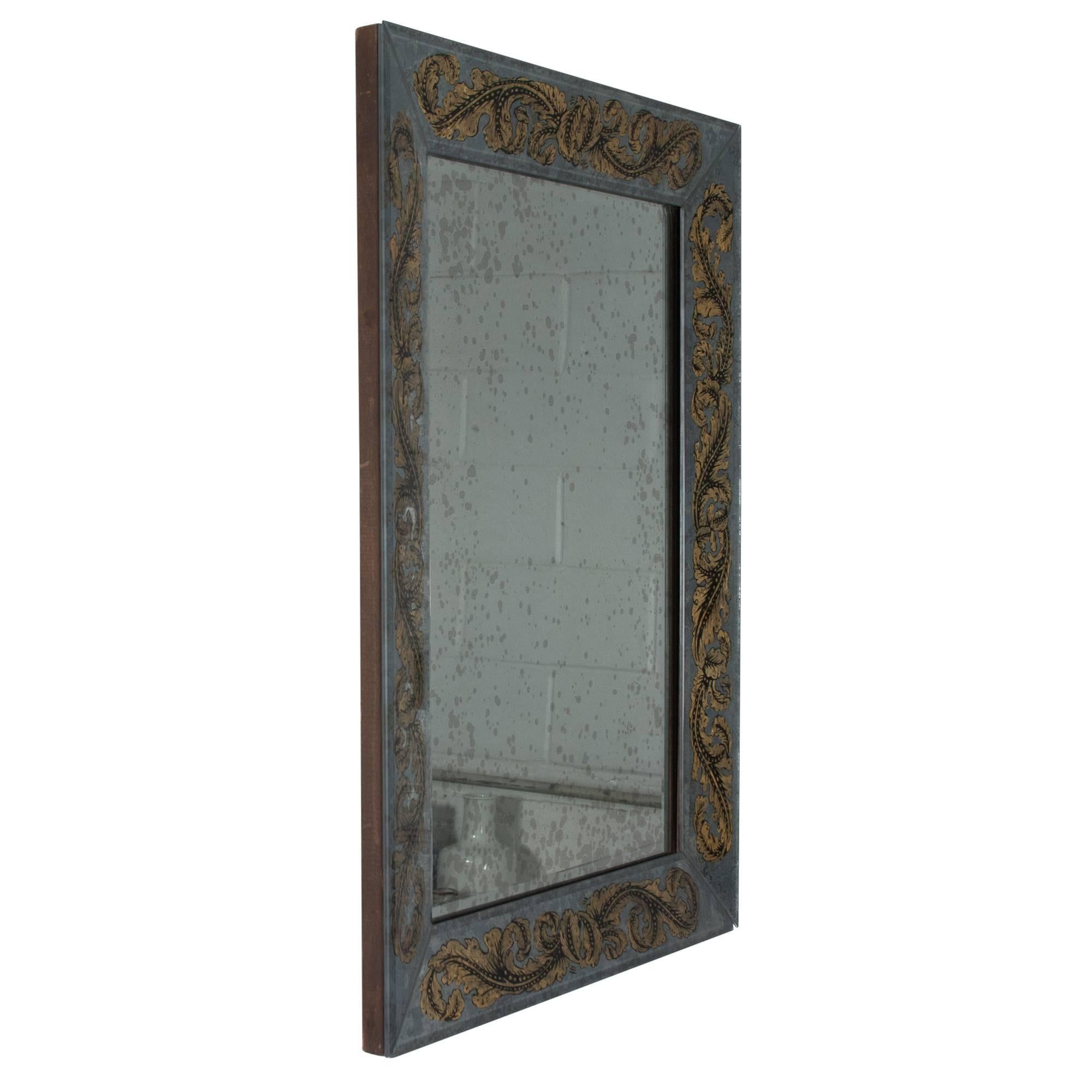 Mid-20th Century Gold Foliate Reverse Painted Wall Mirror by Maison Jansen