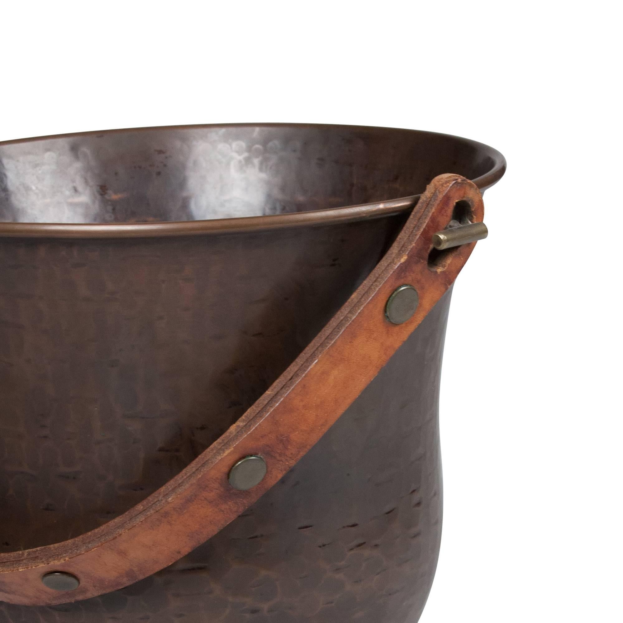 Mid-20th Century Textured and Patinated Copper Metal Bucket, German, 1930s