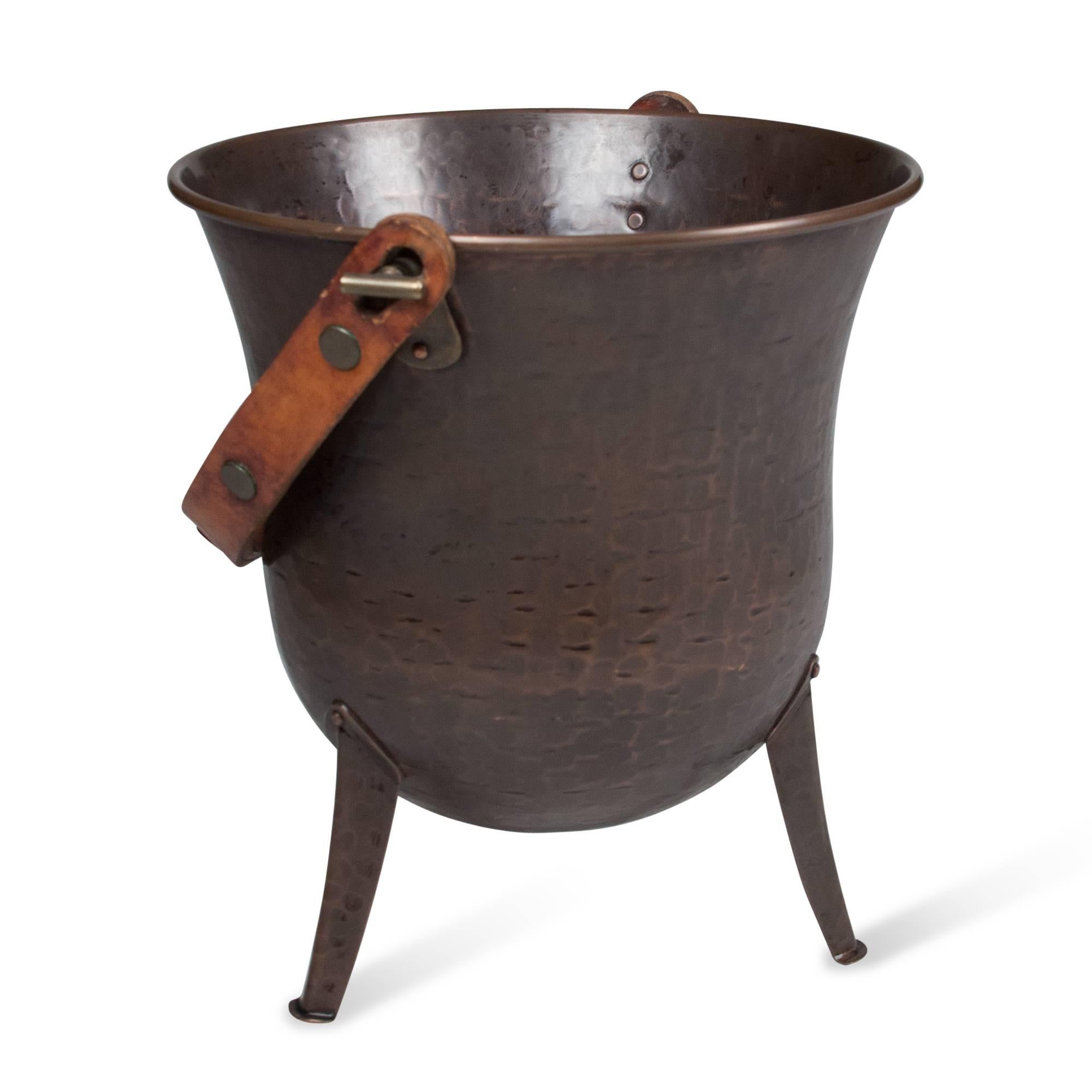 Textured and Patinated Copper Metal Bucket, German, 1930s 1