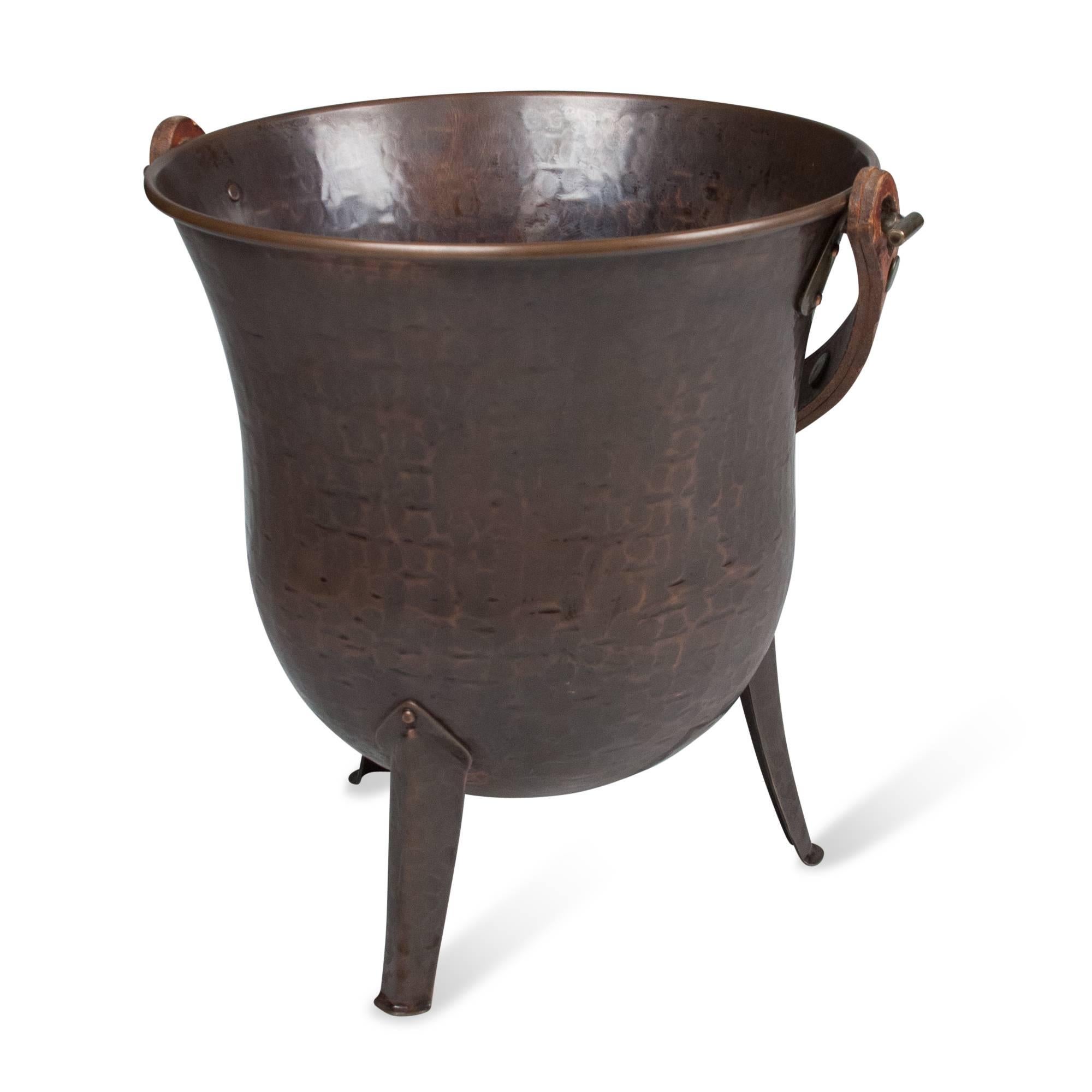 Textured and Patinated Copper Metal Bucket, German, 1930s 2