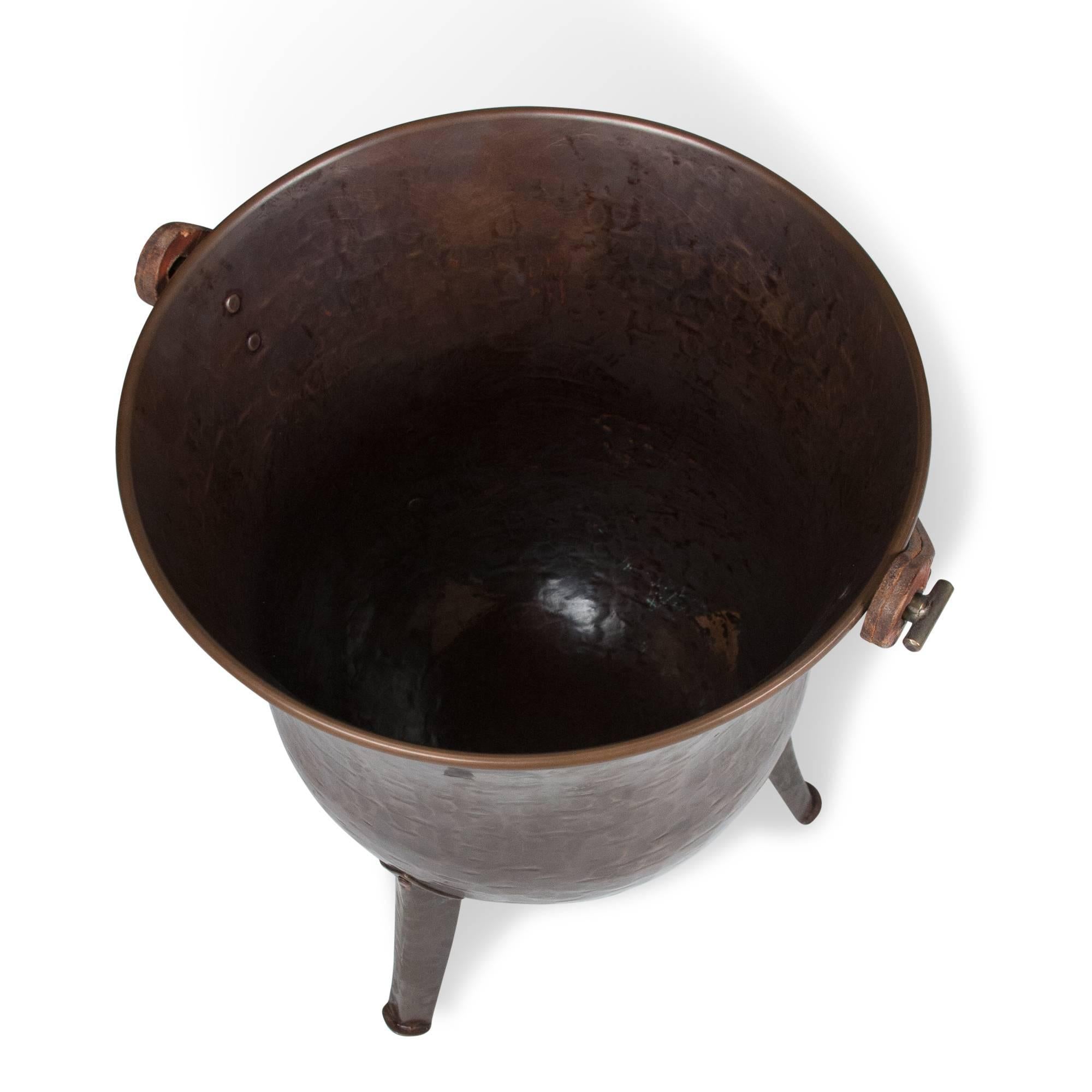Textured and Patinated Copper Metal Bucket, German, 1930s 3