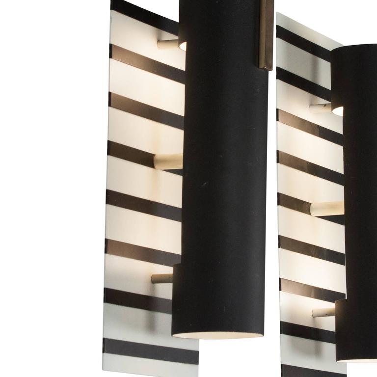 Pair of Black Stripe Painted Metal Wall Sconces, French, 1960s For Sale at 1stdibs