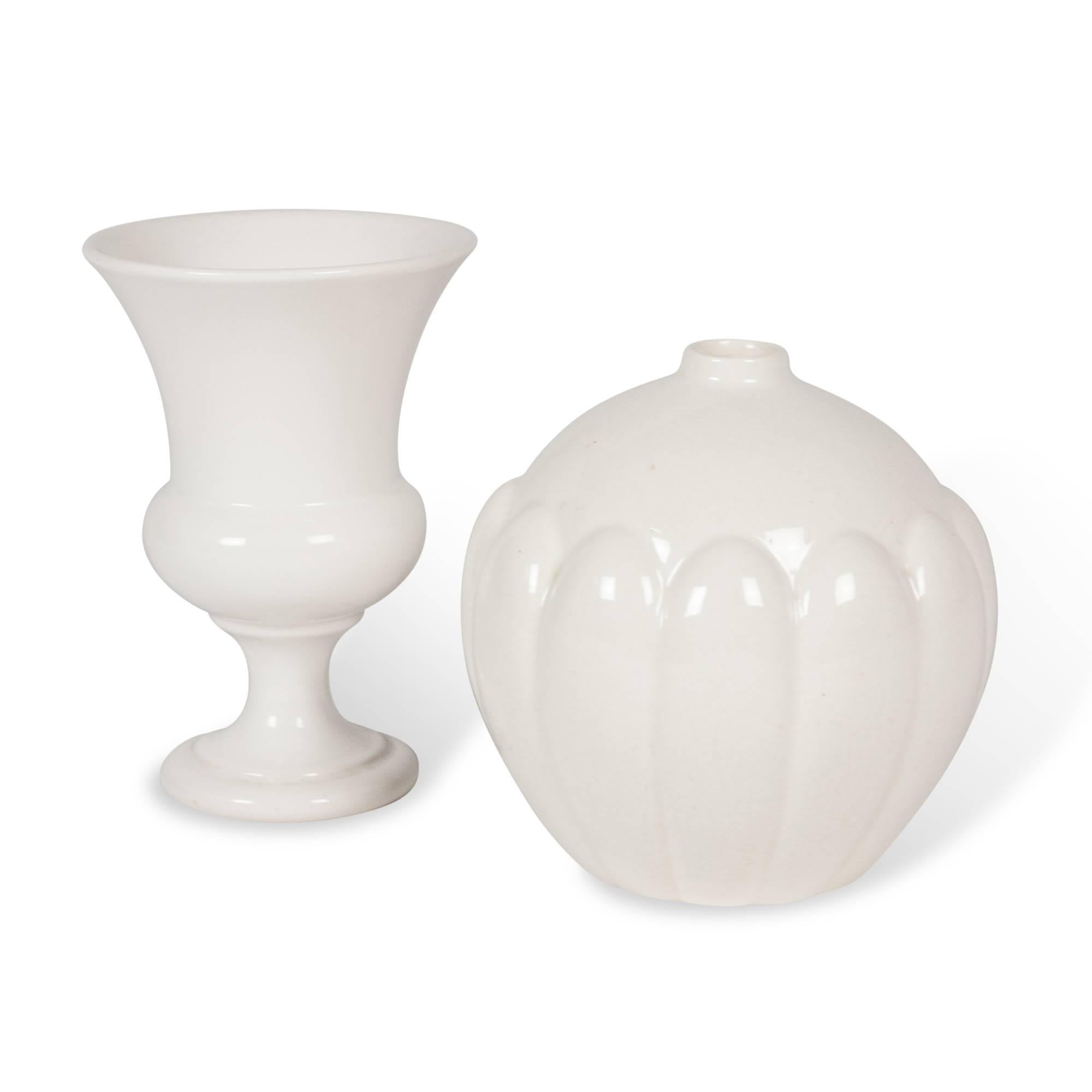 Two White Ceramic Vases, French, 1930s In Excellent Condition For Sale In Brooklyn, NY