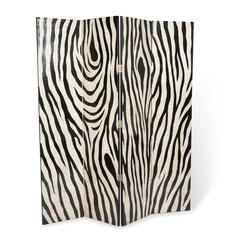 Eggshell and Lacquer Zebra Pattern Four-Panel Folding Screen