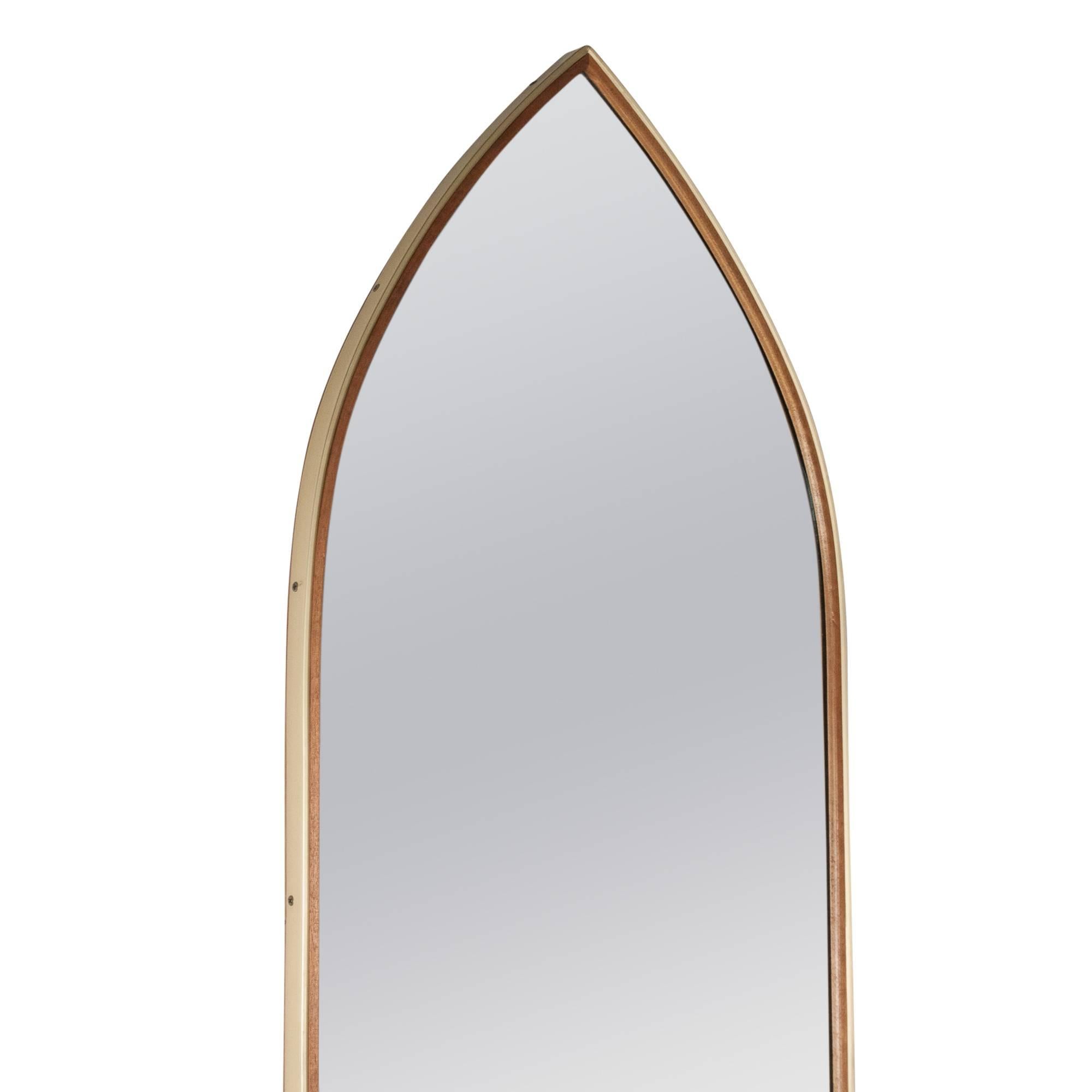 Danish Pair of Teak and Brass Frame Mirrors, 1950s For Sale